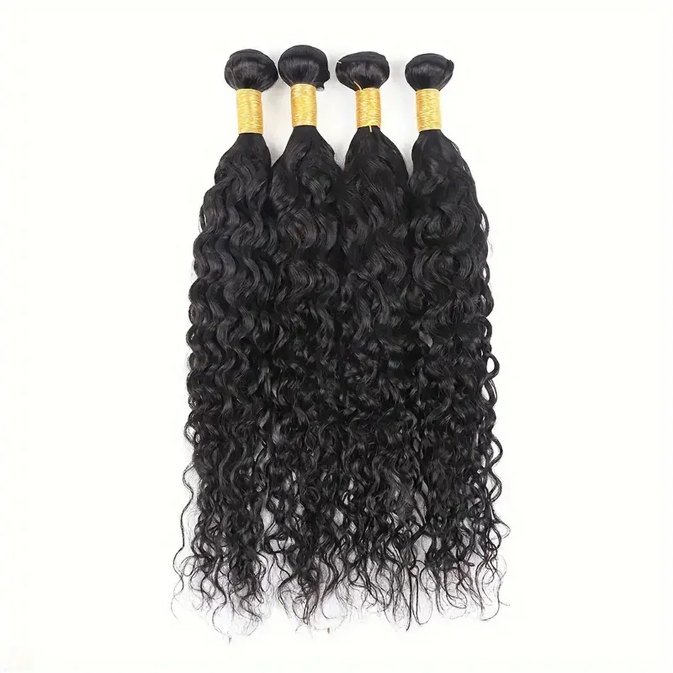 Extensiones de cabello humano de trama doble con ondas de agua, 100 % cabello humano, color negro natural para mujeres, cabello brasileño puro, 8-32 pulgadas, cabello Remy_voghion.com