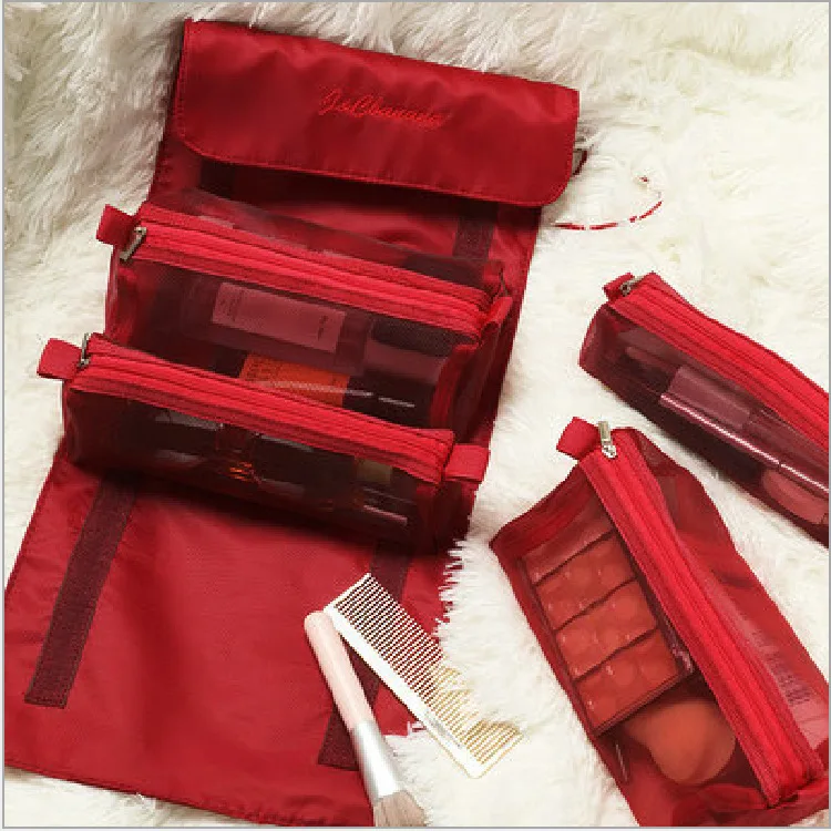 Factory Wholesale Foldable Women Makeup Bag Custom High Quality 4 In 1 Multifunctional Cosmetic