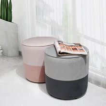 Velvet Stool Tufted Soft Ottoman Round Stool Pouffe Ottoman Tufted Footstool Foot Stool Seating
