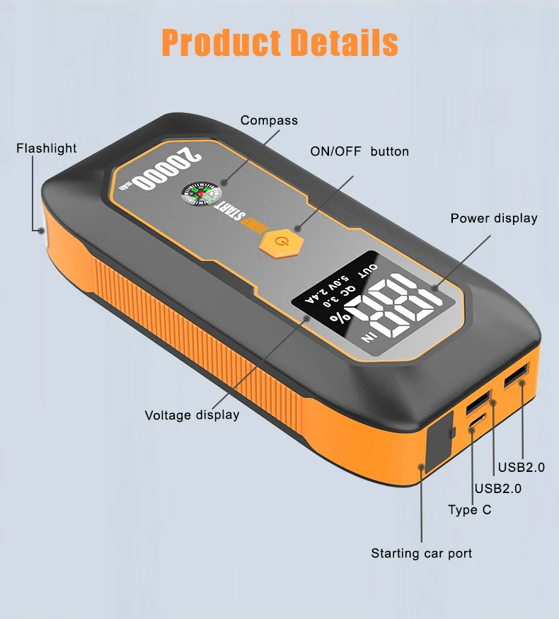 Hot 20000mah Lithium Battery Jump Starter 12v Car Jump Starter Portable