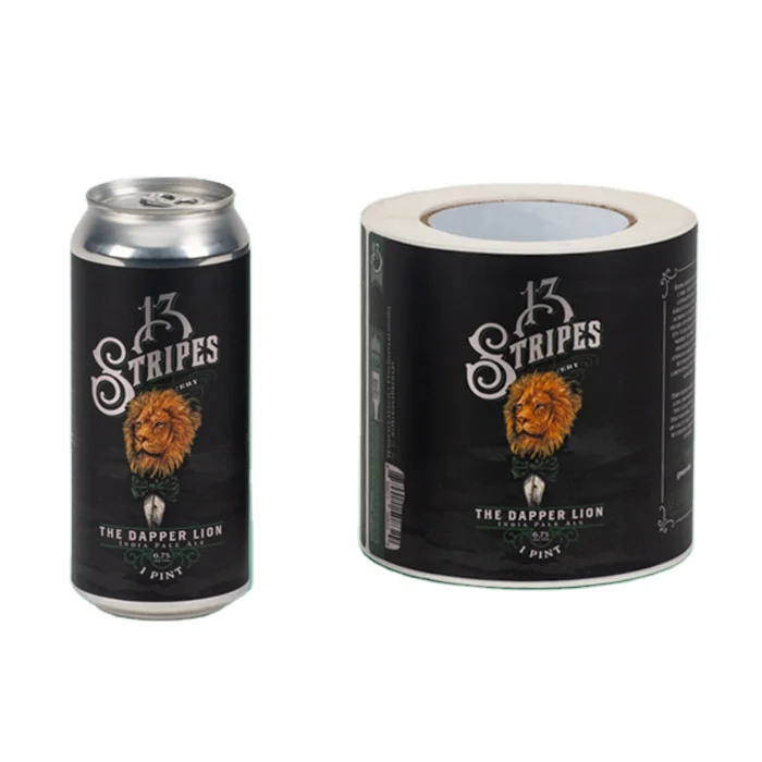 Luxury premium quality custom waterproof beer can label large roll beer sticker printing