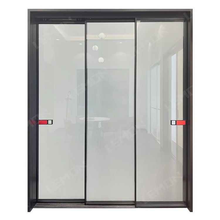 Narrow Frame Wardrobe Sliding Door System Double Tempered Glass Partition Slide Doors Sliding Double Glass Doors for Home
