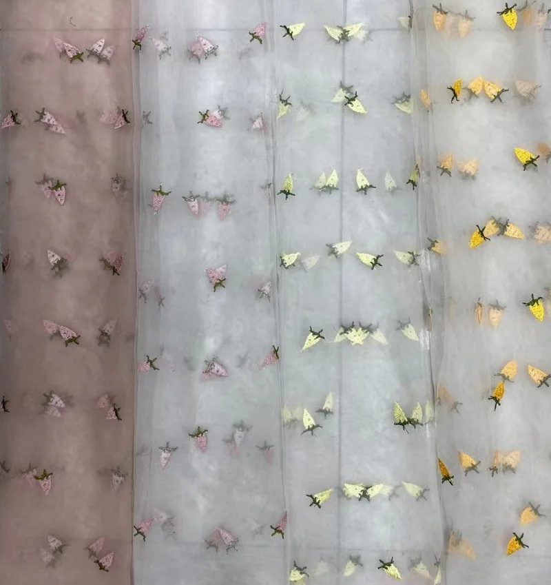 Небольшой ананасов и клубники Тюлевая ткань с вышивкой детская одежда кружевом тюль кружевное фатиновое трикотажное полотно