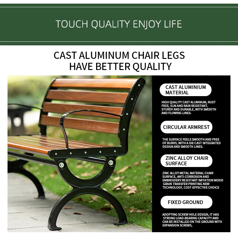 product not easily faded cast aluminum chair legs kirsite outdoor garden benches with backrest-62