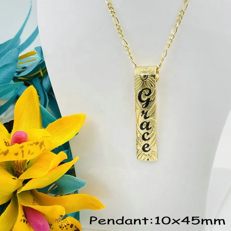 JX242 Customize Name Ring Initial Vertical Necklace Bracelet Set Hawaiian Samoa Jewelry Wholesale Personalized Birthday Gift