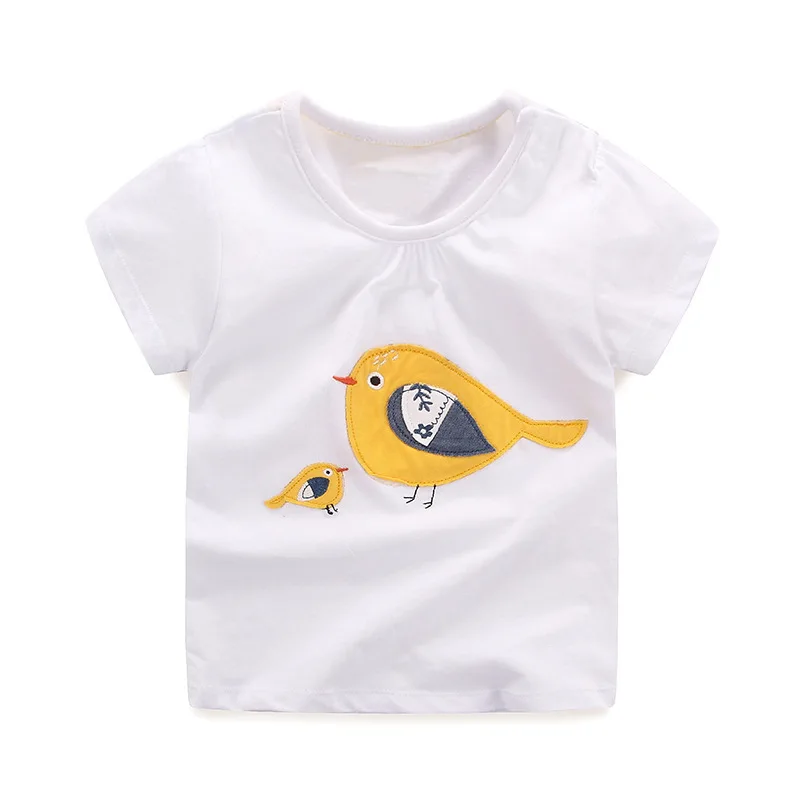 
 Оптовая продажа 2020, новый дизайн, детская одежда из хлопка с мультяшным принтом и короткими рукавами, футболка для маленьких девочек  