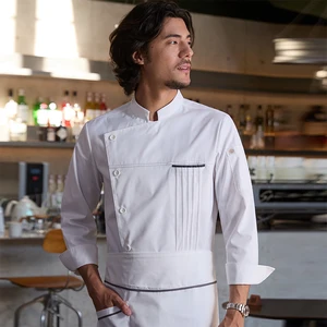 Zhenyao High-End Kitchen Apparel Short Long-Sleeved Chef Work Clothes for Autumn Twill Material Western Restaurant Bar Uniforms