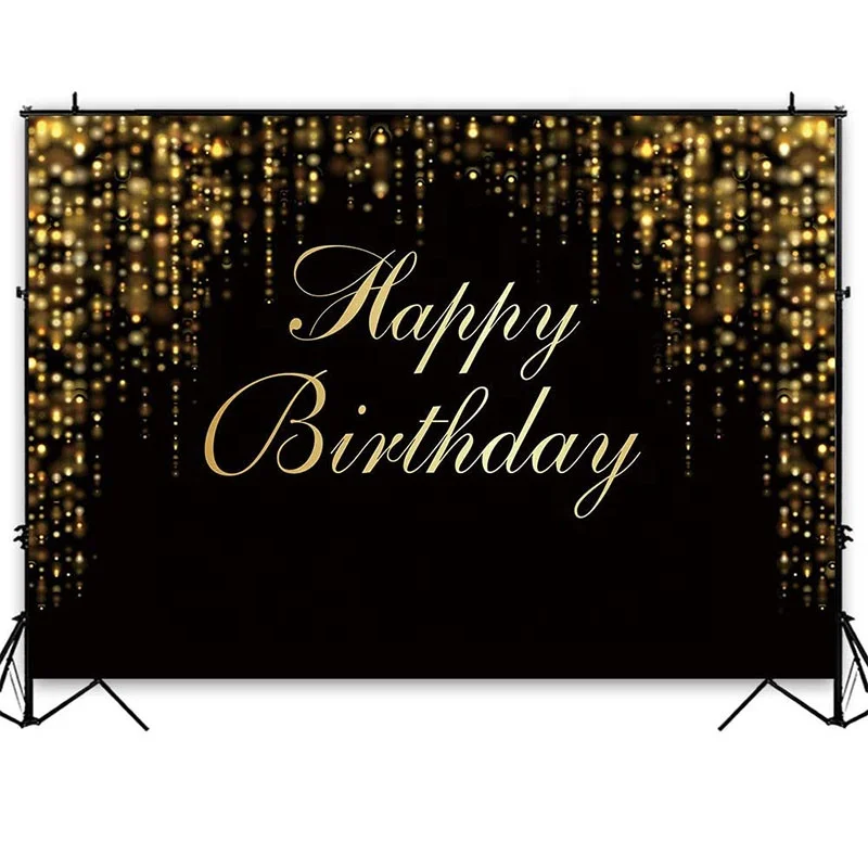 Black And Gold Glitter Sequin Spots Photography Background Golden Sparkle  Shining Dots Baby Adult Happy Birthday Party Backdrop - Buy Birthday Party  Backdrop,Happy Birthday Banner,Happy Birthday Background Product on  