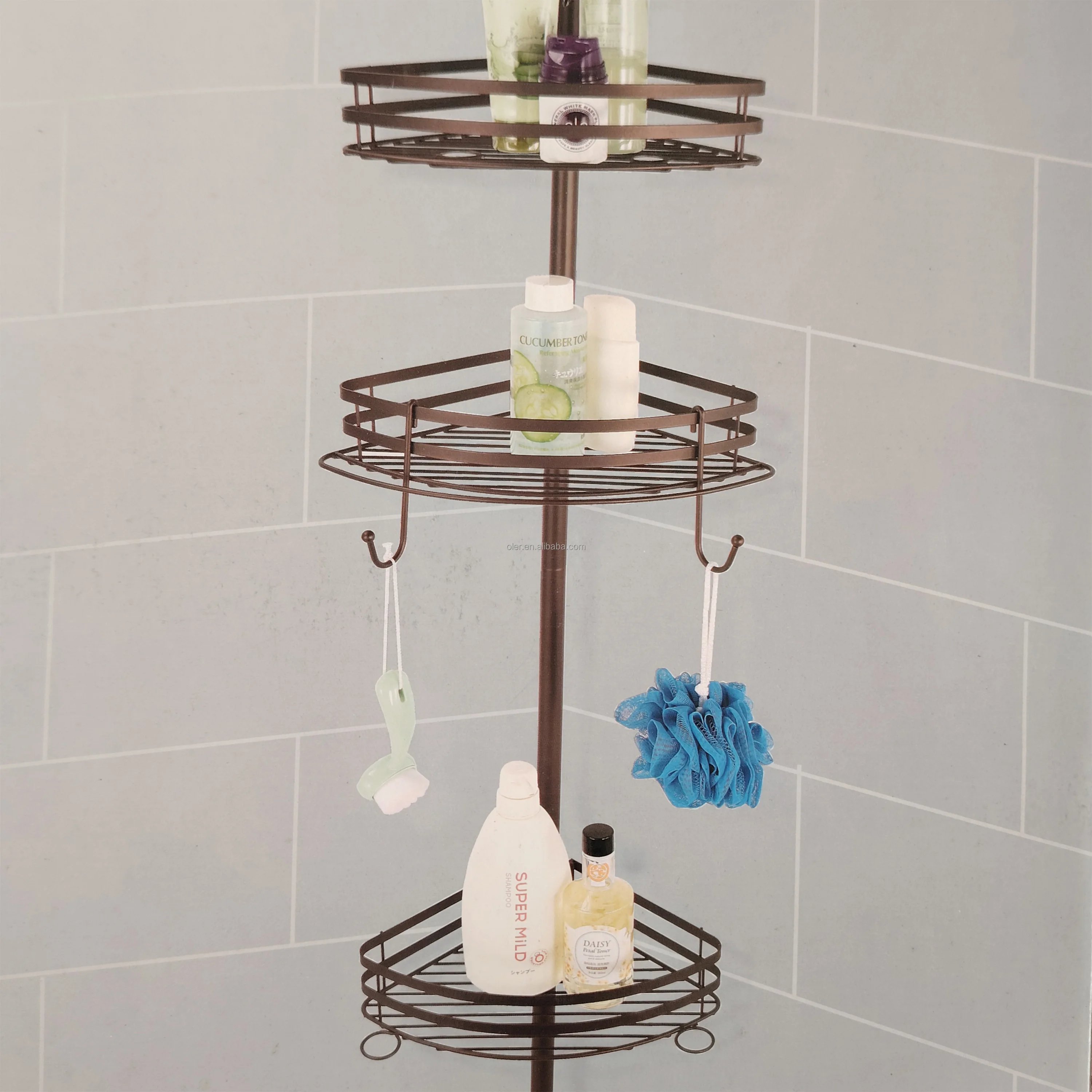 Decor Home Corner Shower Caddy Tension Pole Rust Proof 4tier Telescopic