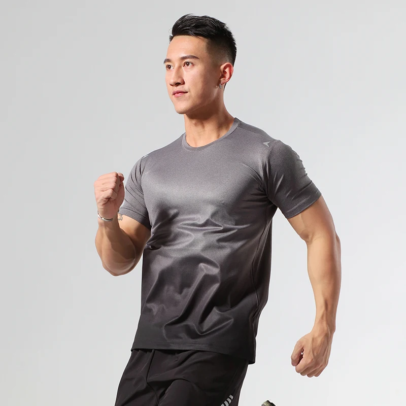 Rapid Dry Four Way Stretch T-Shirt Sports Top Exercise Gradient Regular Fit Jogger Man Tech Shirts612_voghion.com