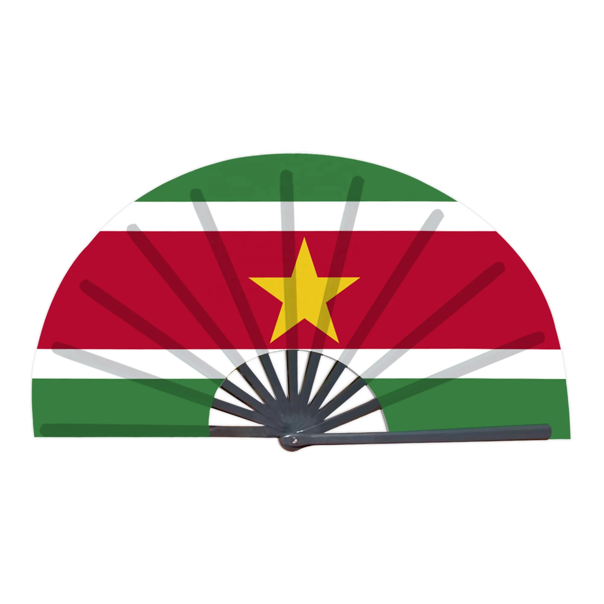 Suriname Flag Handheld Fan 33cm Handheld Open And Close Lightweight Multicultural Theme Fan_voghion.com