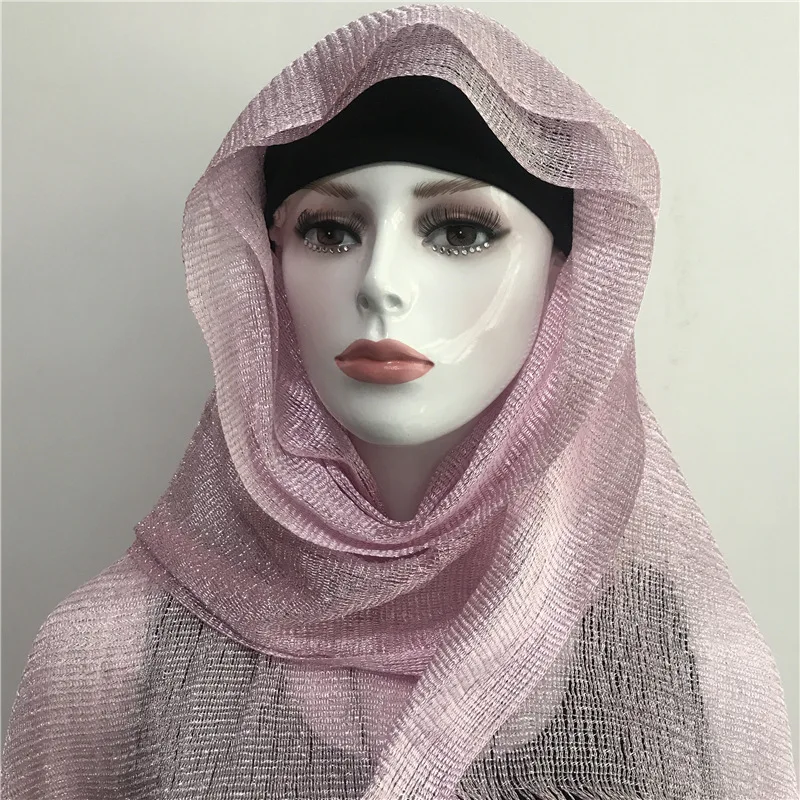 JDYaoYing Donne Brillanti Strass Musulmani Hijab Sciarpa Lungo Turbante Foulard Wrap Sciarpe Copricapo, Beige, Etichettalia unica