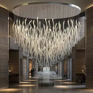 Modern Hotel Lobby Villa Decoration Pendant Light Custom Large Project Led Glass Chandeliers
