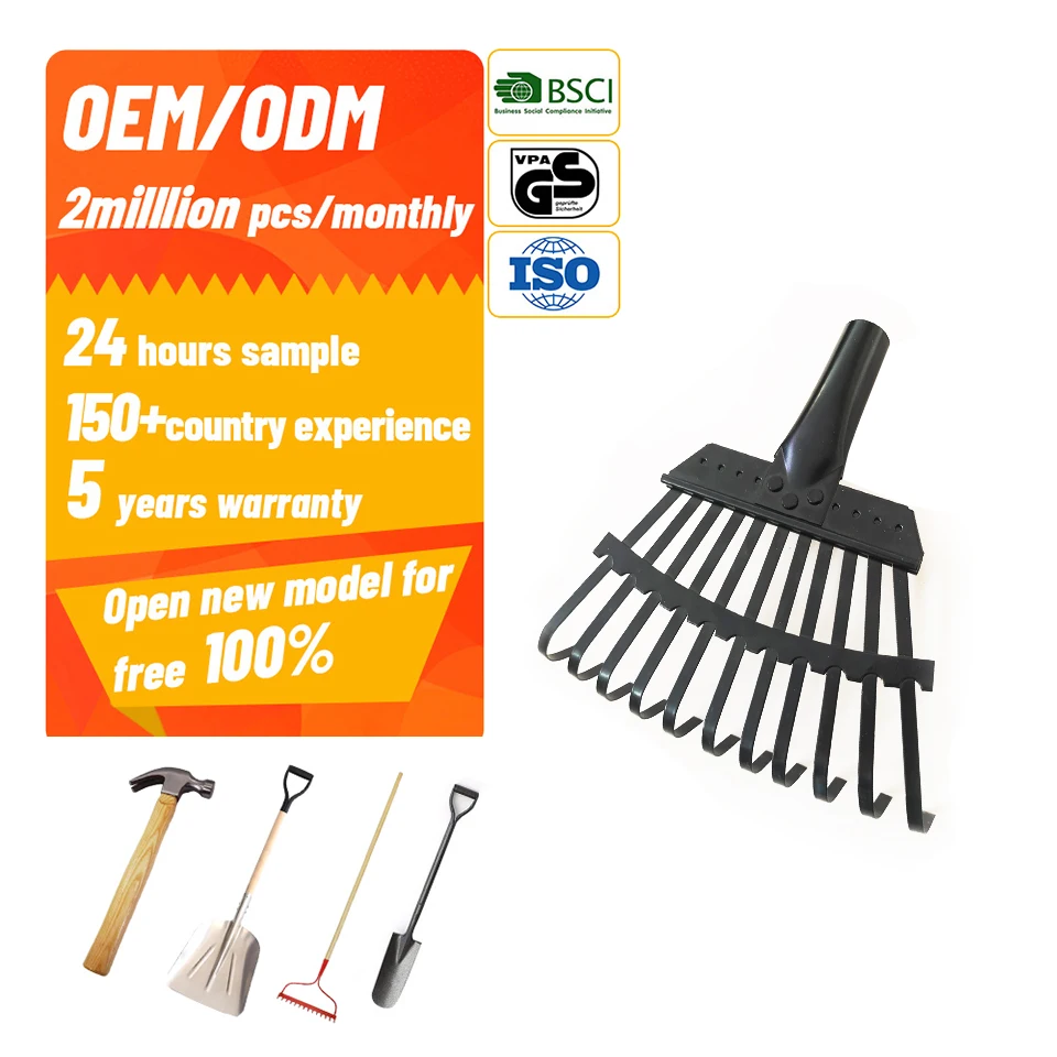 Wholesale High-quality Farm Metal Tools Lawn Fallen Leaves 11 Teeth Rakes