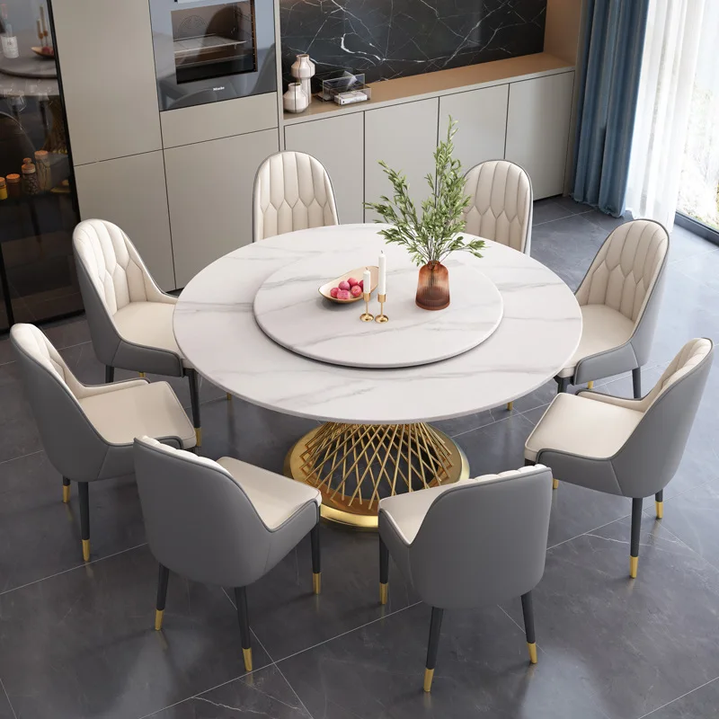 Marble Dining Table Set 8 Seater Rock Plate Dining Household Small