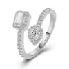 Anillo de oro blanco macizo de 18 quilates con diamantes de laboratorio
