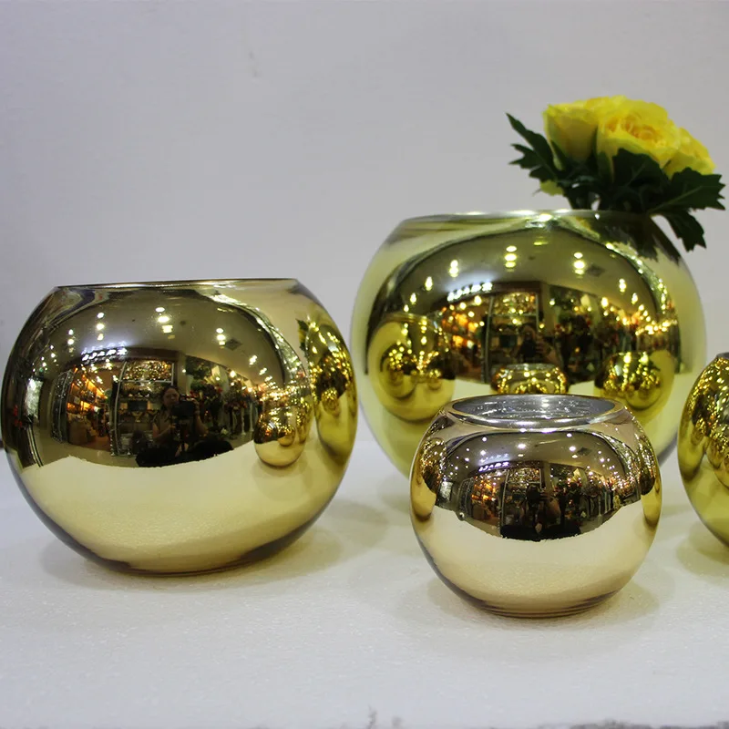Handmade Vintage Inspired Vase Living Silver Mercury Glass Globe Vase For Weddings Holiday Decor