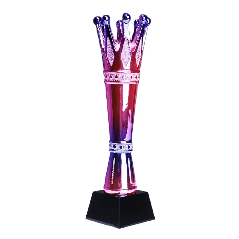 New design Custom logo colorful creative resin trophy crown shape award for sport souvenir