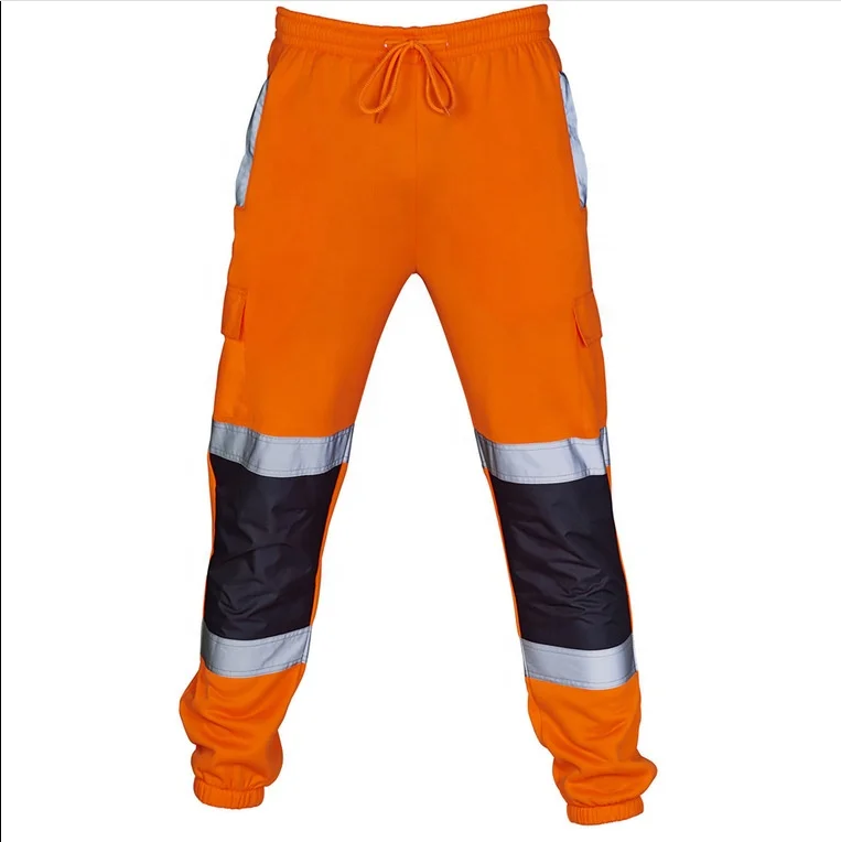 New Style Plus Size Men’s Pants & Trousers Splicing White Reflective Safety Pants Cargo Reflective Pants