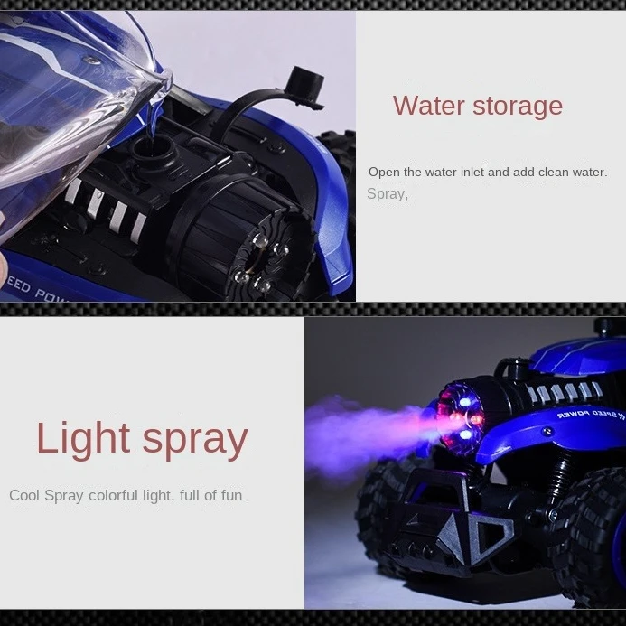 1/16 2.4G Remote Control Car High Speed Police Car With Searchlight Spray Rc Car Toy