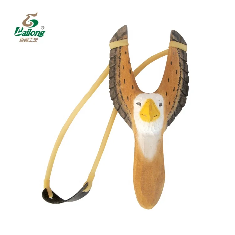 BSCI Factory Hand Carved Natural Wood Crafts Bird Shape Wood Toy Slingshot