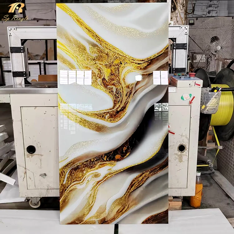 Springletile Foshan Mirror Floor Tiles for Hotel Gold Ceramic Polish Glossy Living Rooms Interior Luxury Vitrified Tiles