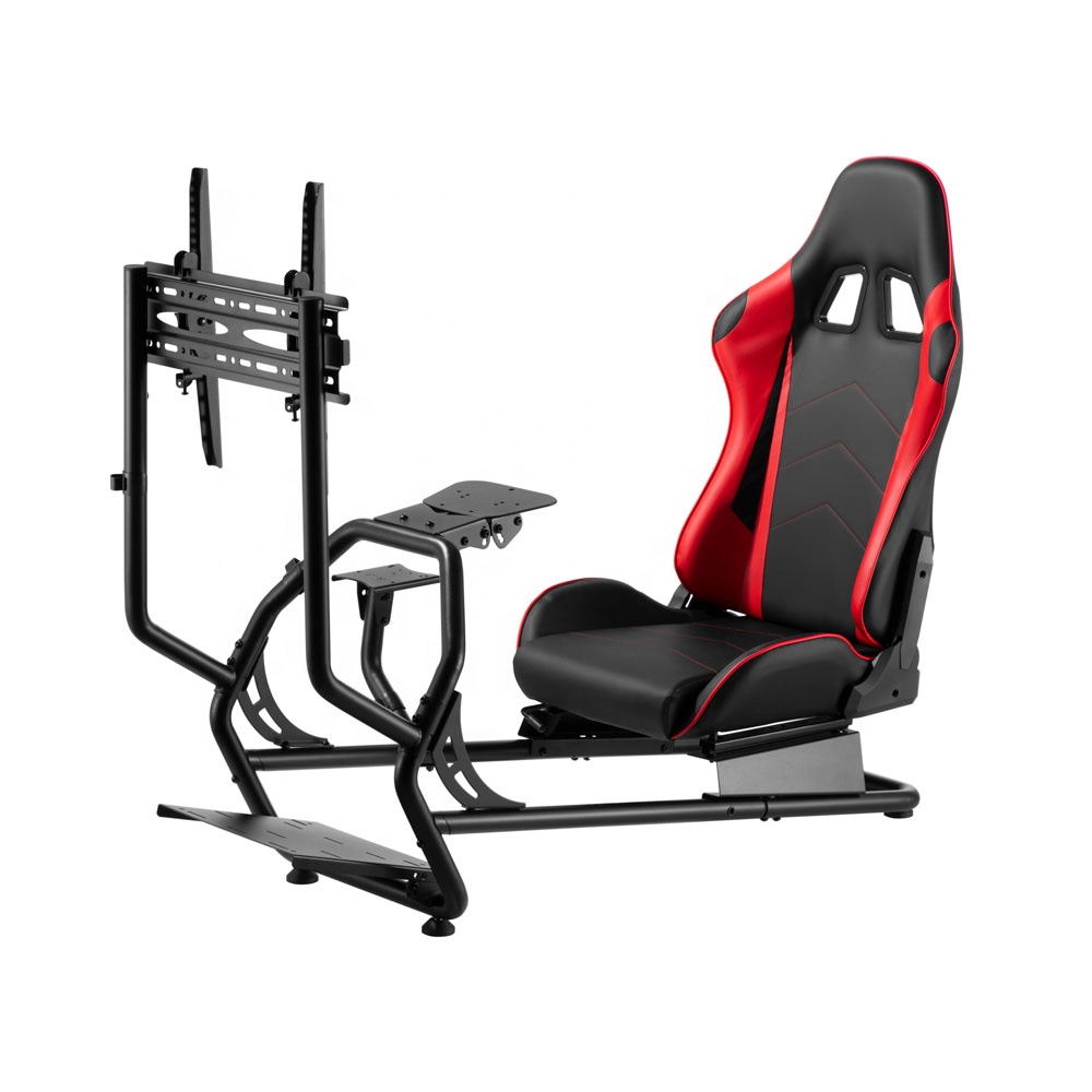 Супер красный классический профессиональный уровень спортивный гоночный руль регулируемый симулятор сиденья кабины с одним креплением на монитор