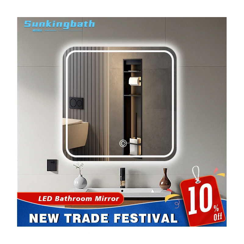 5mm HD Silver Beauty Mirror Expplosion-proof Lighting Modern Mirror Smart LED Bathroom Mirror for Home and Hotel