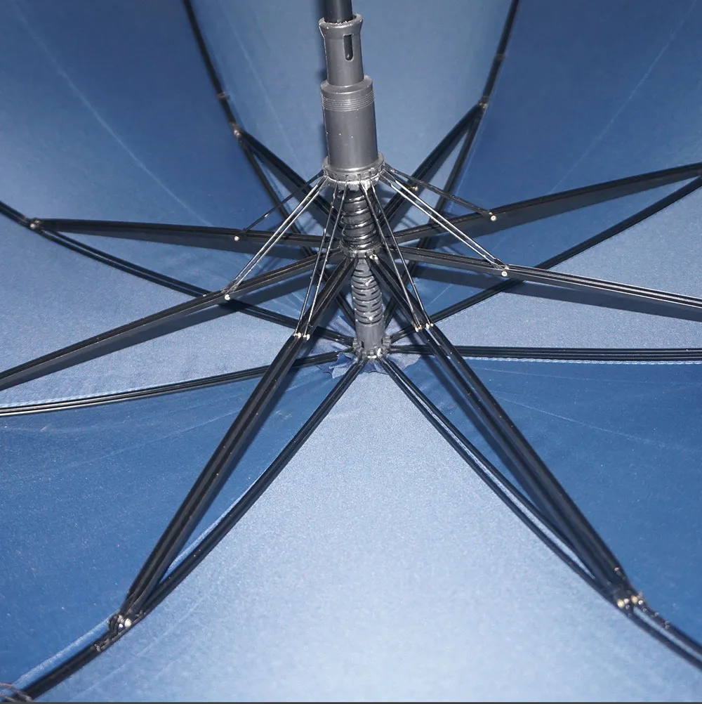 Factory Silk Screen Printing Logo Straight Advertising Paraguas Navy Blue Business Double Fluted Ribs Windproof Umbrella