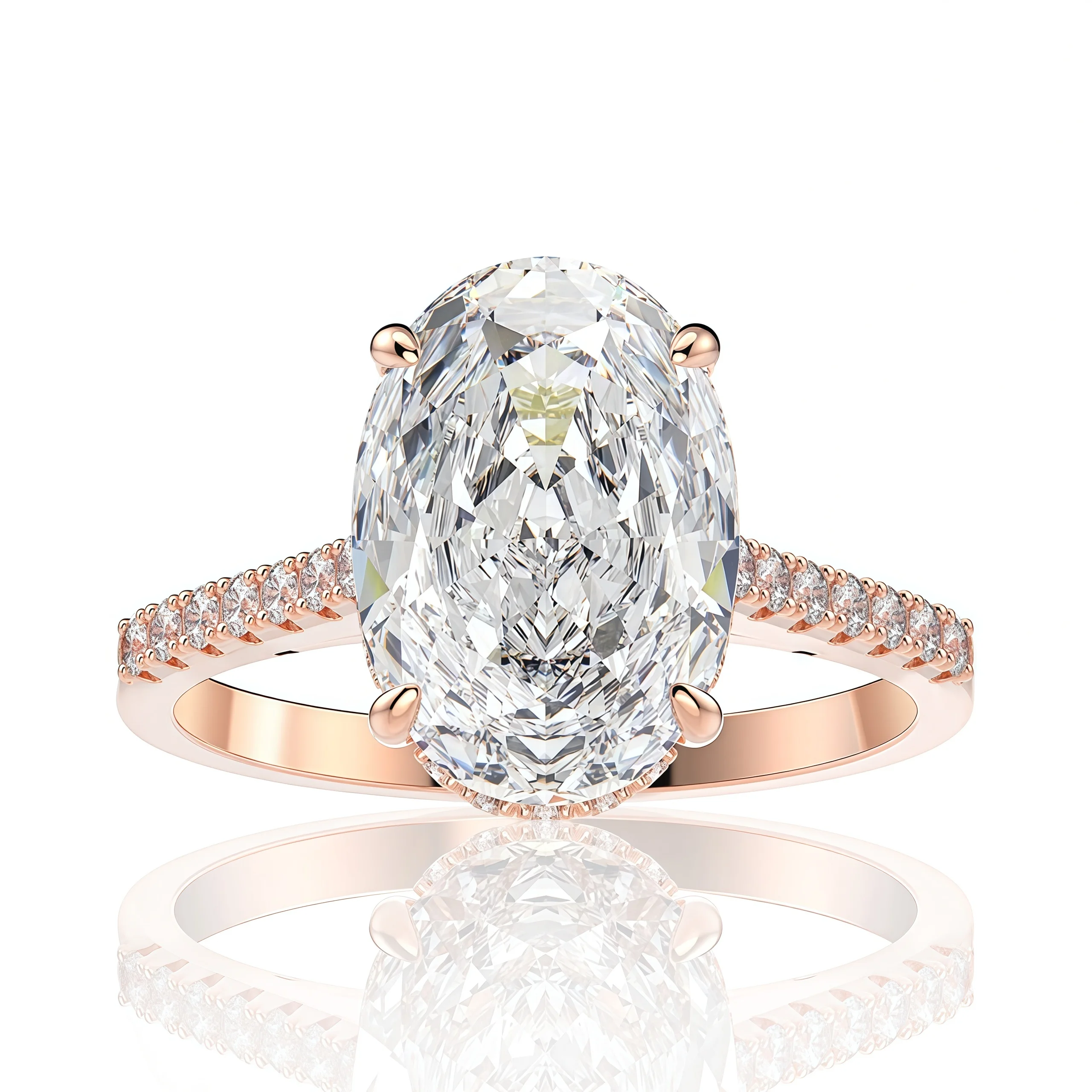 MUSHAN Jewelry Factory 925 Silver Ring 4CT High Carbon Diamond 9*13mm Oval Zirconia Jewelry Rings Engagement and Wedding Bands