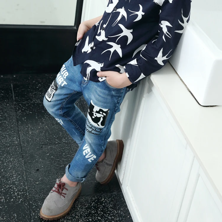 China Popular Jean Fabric New Pattern Jeans Pants Printed Jeans
