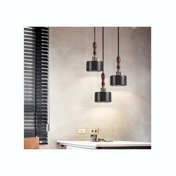 D2142-BK Travertino lava stone dining room pendant light lamp modern top design high quality lamp Zhongshan lighting factory