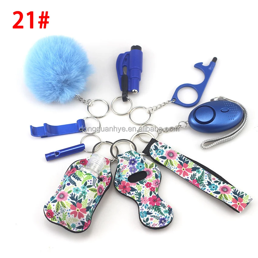 Custom Led Light Women Self Defense Key Chain With Diamond Metal