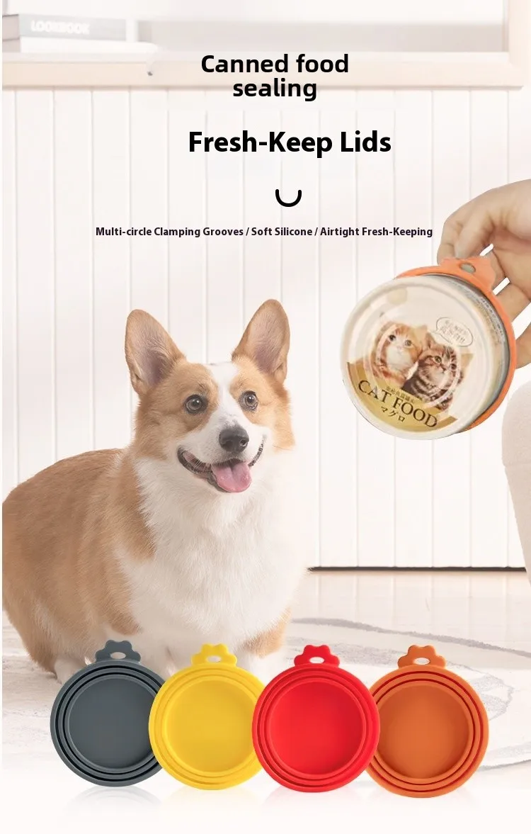 Multicolored Silicone Pet Food Lid Leak Proof Can Lids for Cats and Dogs Sealed Freshness Options supplier