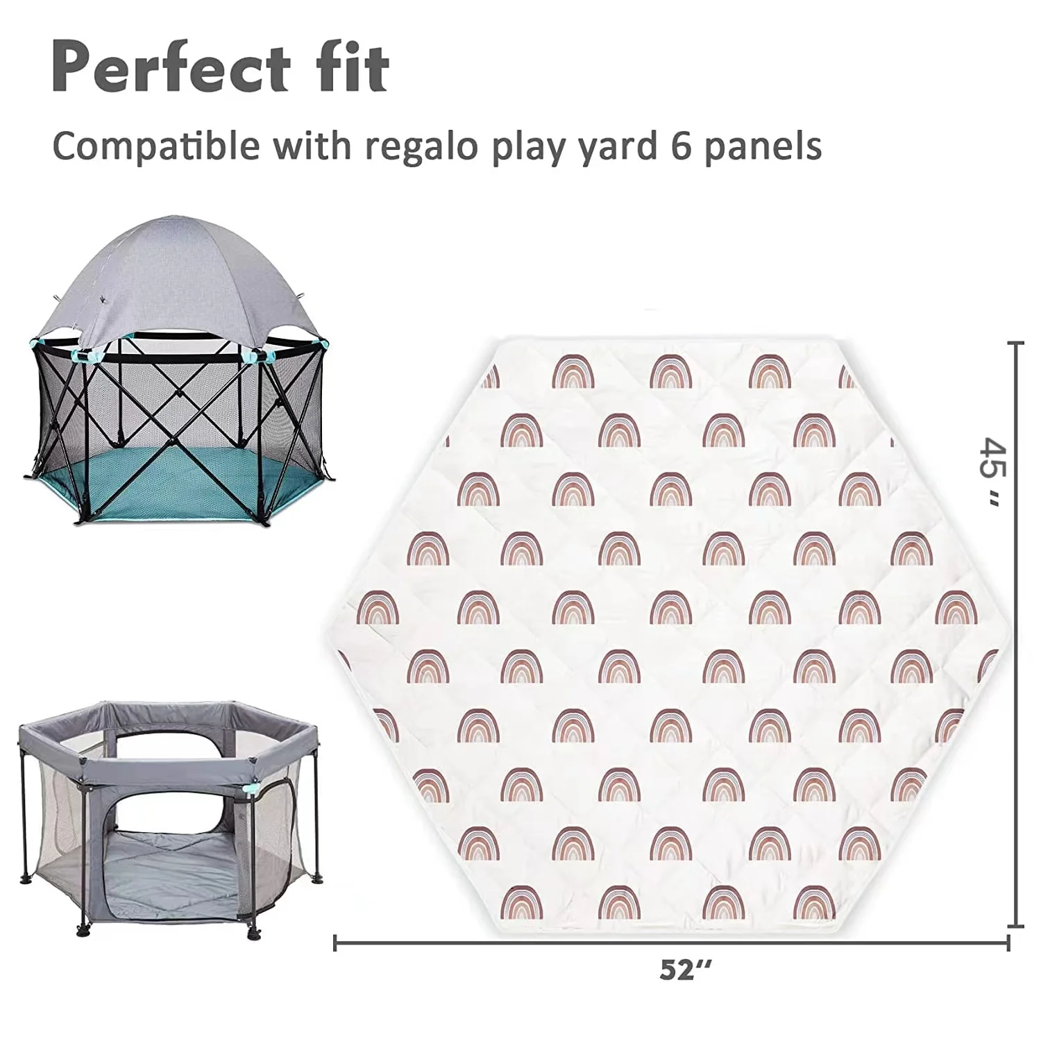 Wholesale Hexagon Playpen Mat Baby Playmat Fits Regalo Portable Play Yard 48 Inch And Hiccapop