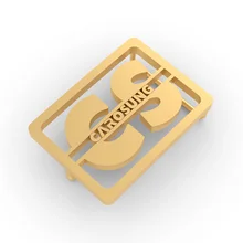 Carosung Luxury Metal Hardware Manufacturer Free 3D Design Custom Letter Logo 304 Stainless Steel Square Plate Buckles 38MM