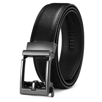 38mm Custom Automatic  Genuine Leather Belts Metal Buckles Classic Design Leather Spot Automatic Buckle Belts for Men  Factory