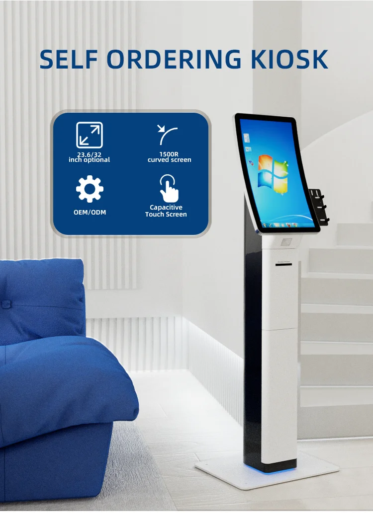 Custom Design Curved Screen Multi-point Touch Self-service Payment ...