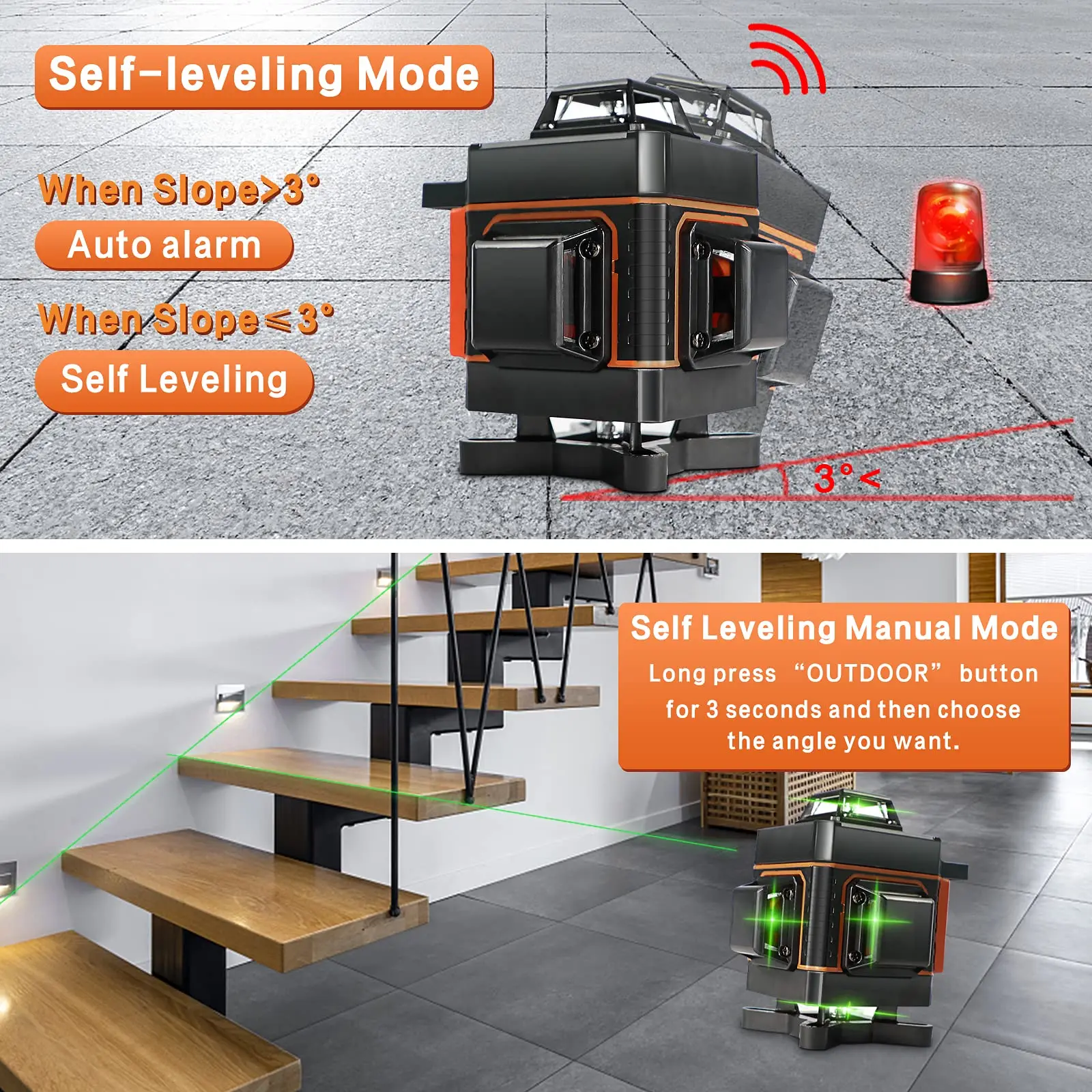 16 Lines 4d Rotary Nivel Laser 360 Green Beam Selfleveling Laser