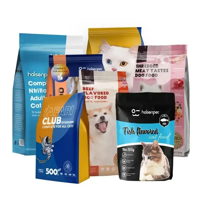 Resealable Moisture-Proof Stand up Pouch Pet Food Bag Flat Bottom Zip Lock for Cat and Dog Food