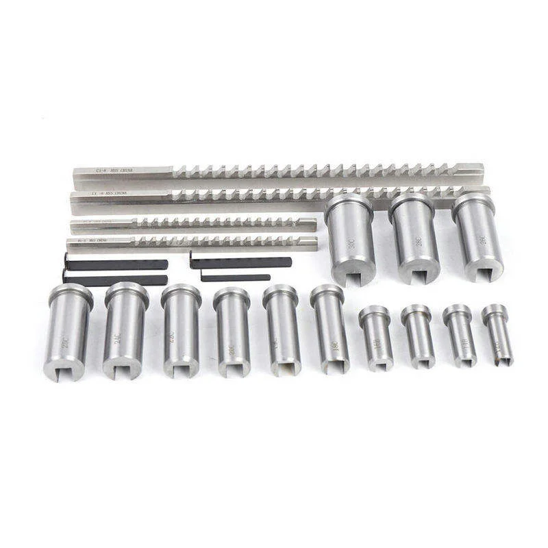 22PCS Keyway Broach Set Precision Industrial Tool with Bushing and Shim for CNC Machining