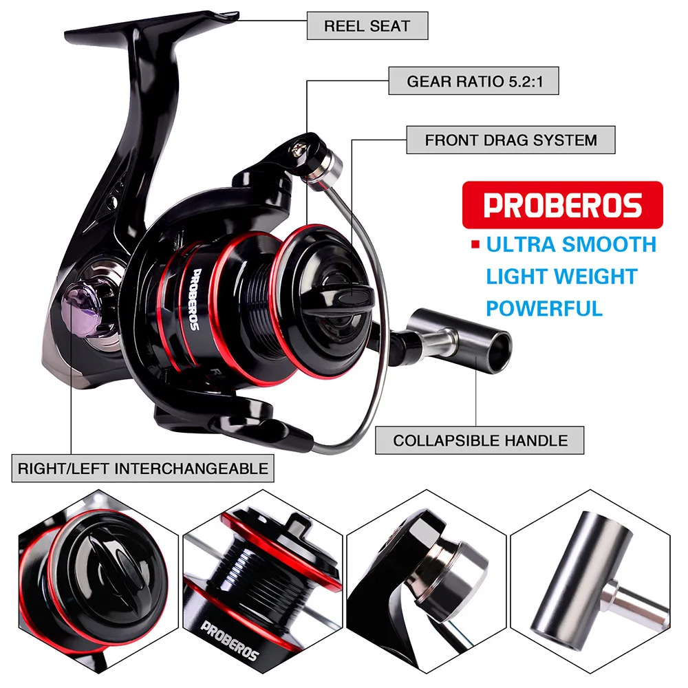 PROBEROS 1 Set Telescopic Casting Rod And Left And Right Hand Fishing Reel,  Fishing Bait, Fishing Line And More Accessories Combination Set