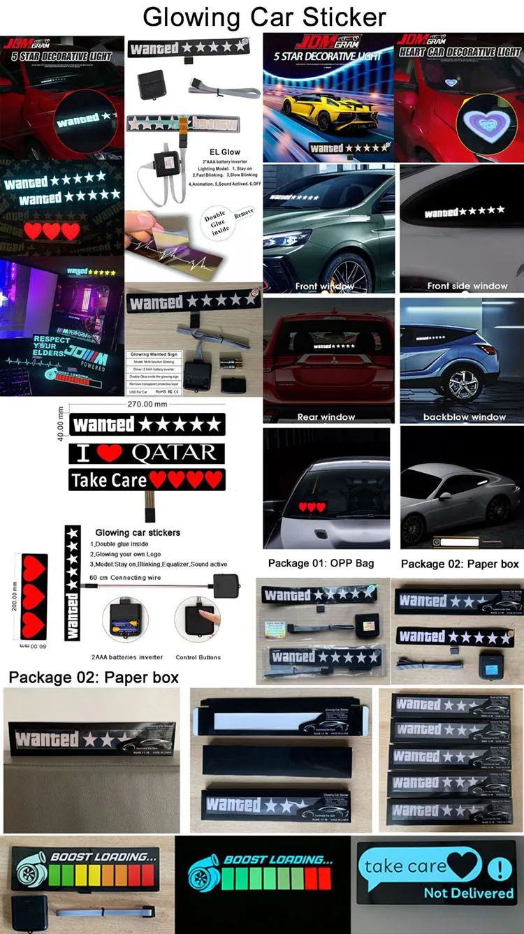 Factory Custom Custom Light Up Led Car Window Windshield Door Stickers