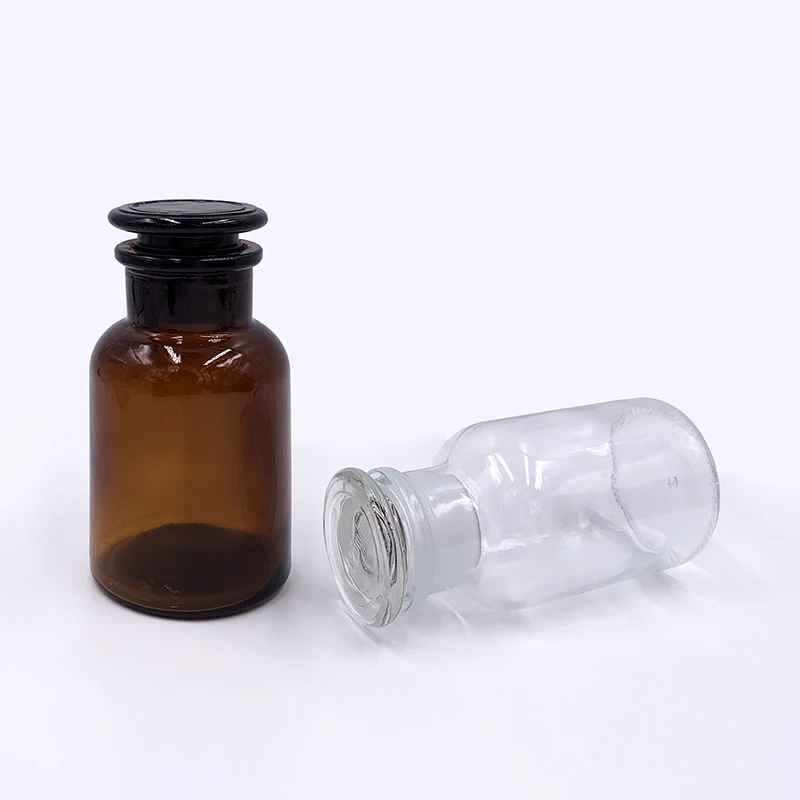 60ml 125ml 250ml 500ml 1000ml Wide Mouth Amber Apothecary Reagent Glass ...