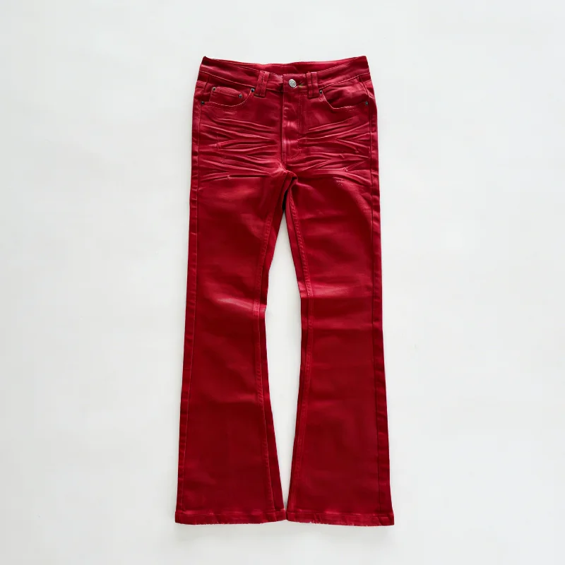 Salati Custom-designed Men's Red Regular-Fit Mid-Rise High-Street Style Jeans in Street-Style Vintage Washed Denim gallery 3