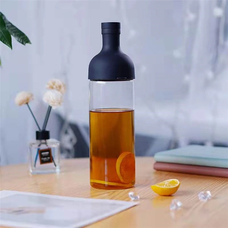Personalized 750Ml Clear Cold Brew Coffee Tea Bottle Borosilicate Glass Drinking Water Bottle With Tea Infuser