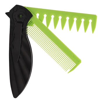 Multi-functional 2 in 1 Folding Comb Barber Black Plastic Comb Beard Hair Styling Tools for Salon Use