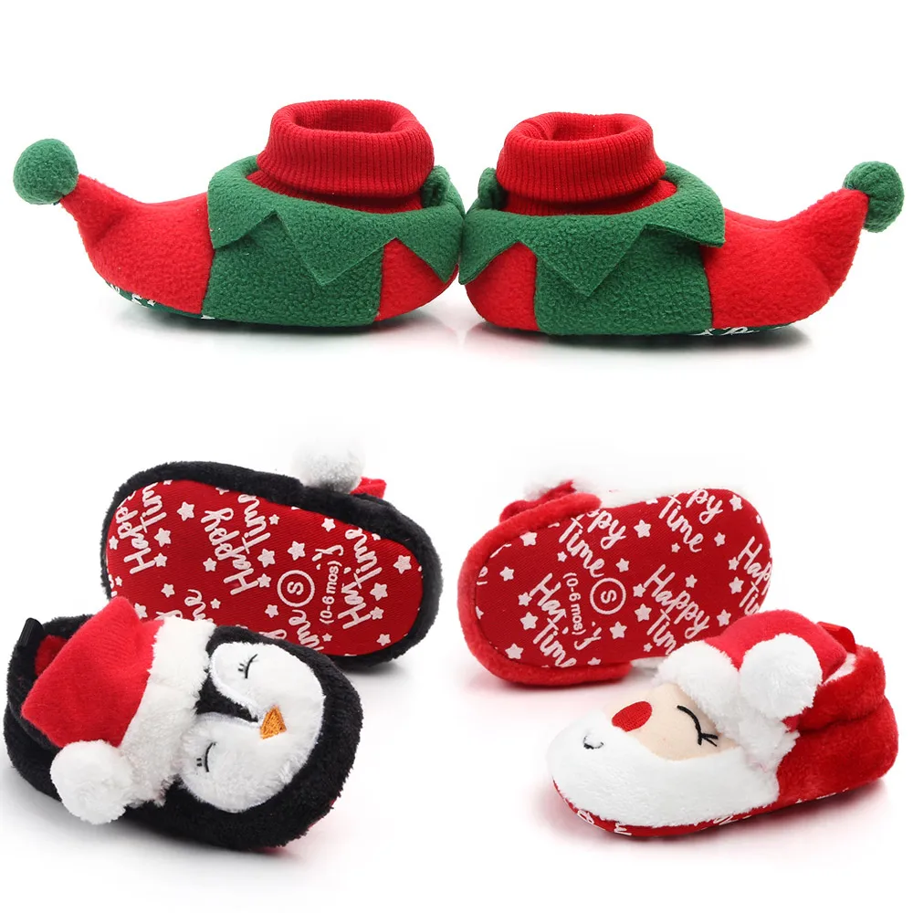 Christmas Tree Santa Claus Christmas Penguin Baby Comfortable Warm Toddler Cotton Shoes  for Autumn and Winter