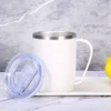 white stainless steel mouthwash cup with handle with lid-450ml