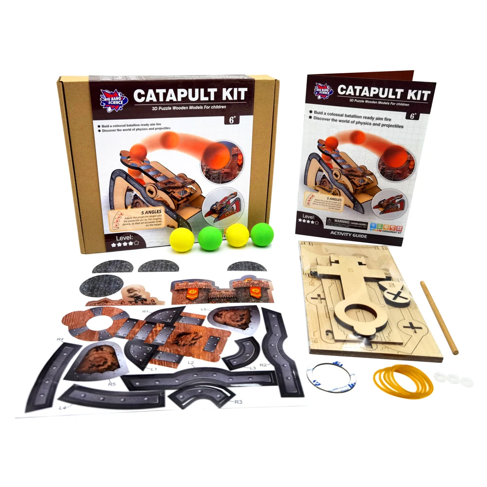 Medieval Catapult Kit Science Experiments Kits DIY 3D Puzzle Wooden Models Building Toys STEM Kit for Kids Engineering Set